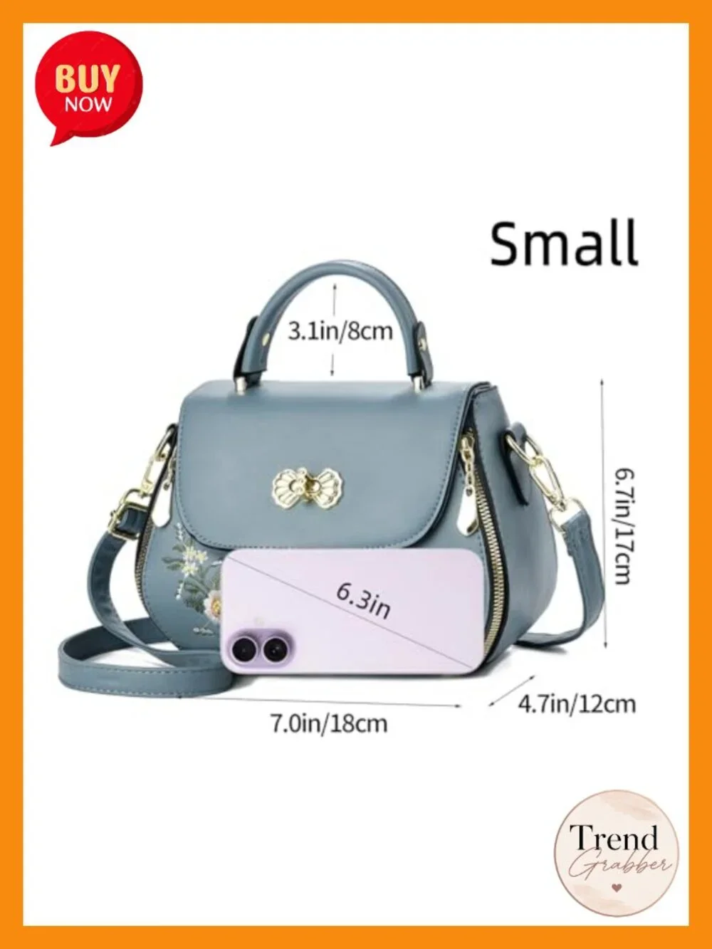 Embroidered Flap Satchel Purse with Top Handle Adjustable Strap